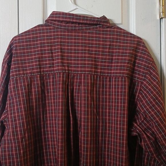 Wrangler Rugger wear burgundy & black plaid long sleeve button down shirt Sz XL - Picture 7 of 8